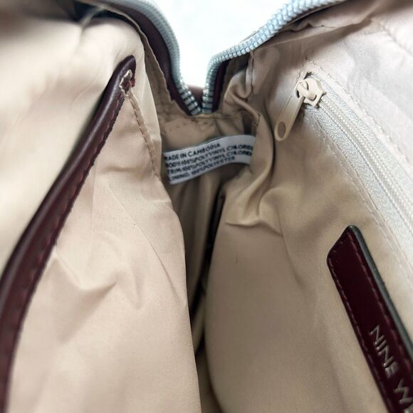 Nine West Calandra Mini Crossbody Bag Merlot Leather Women's Purse Zip Top - Picture 8 of 8